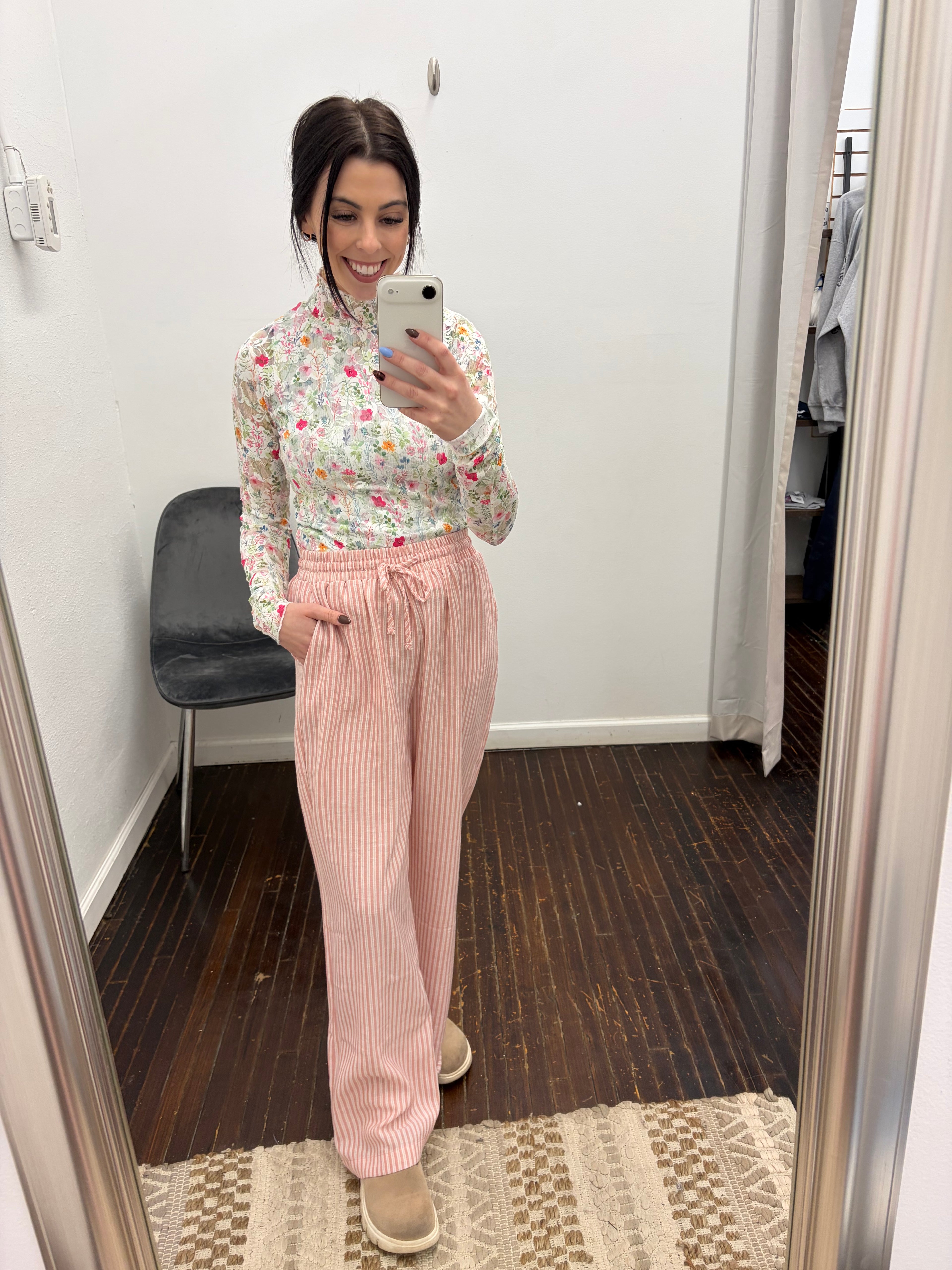 Striped Drawstring Linen Pants