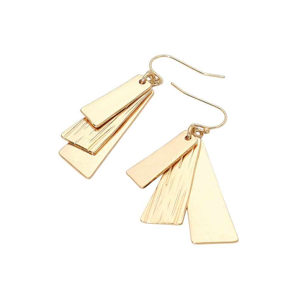 Geometric Metal Bar Drop Dangle Earrings: Gold