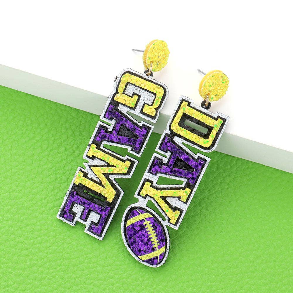 Game Day Football Bling Dangle Earrings