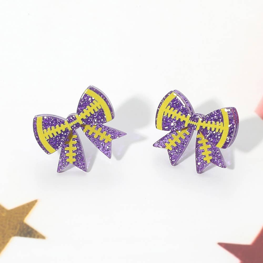 Game Day Football Bow Stud Earrings