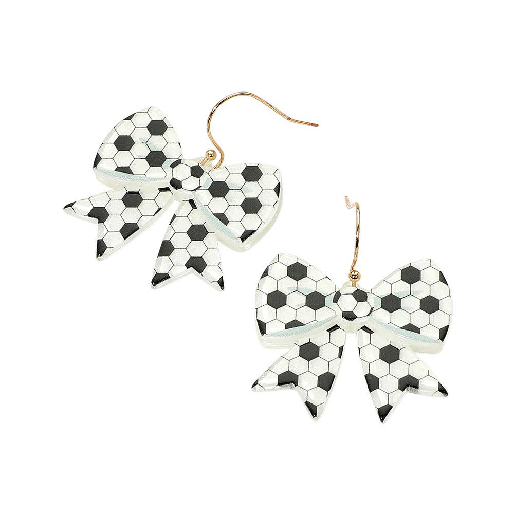 Soccer Bow Dangle Earrings