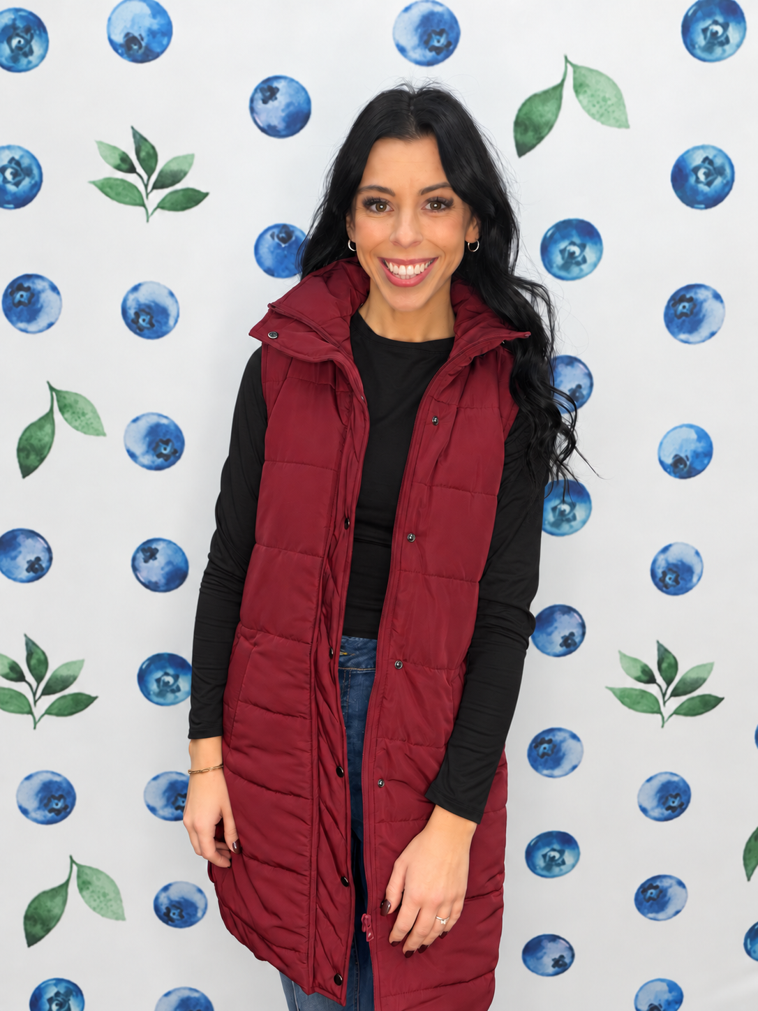 Harlow Long Vest ~ Burgundy