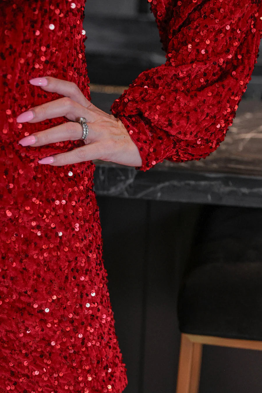 Old Flame Sequin Dress ~ Red