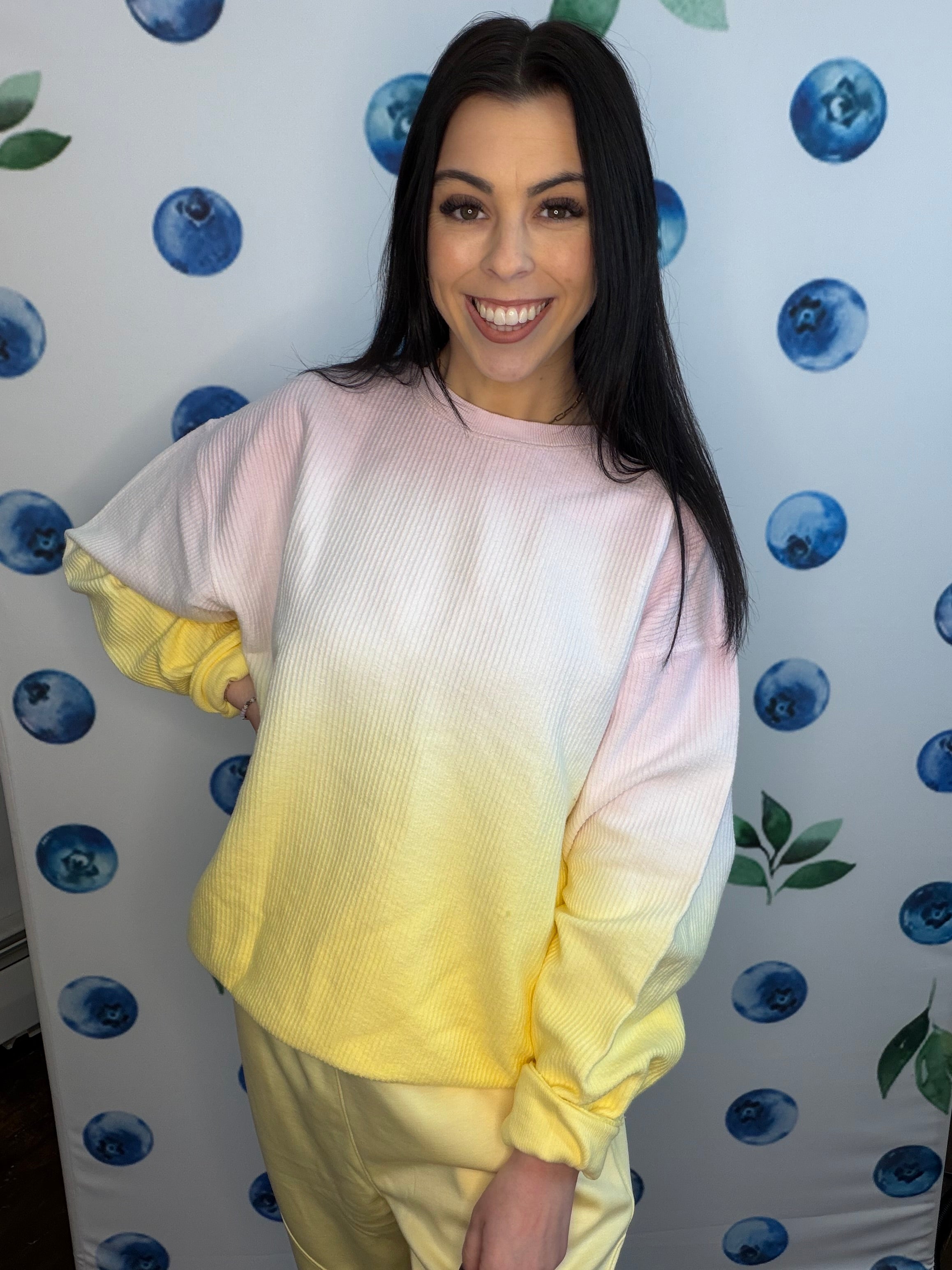 Ombré Comfy Cozy Corded Crew