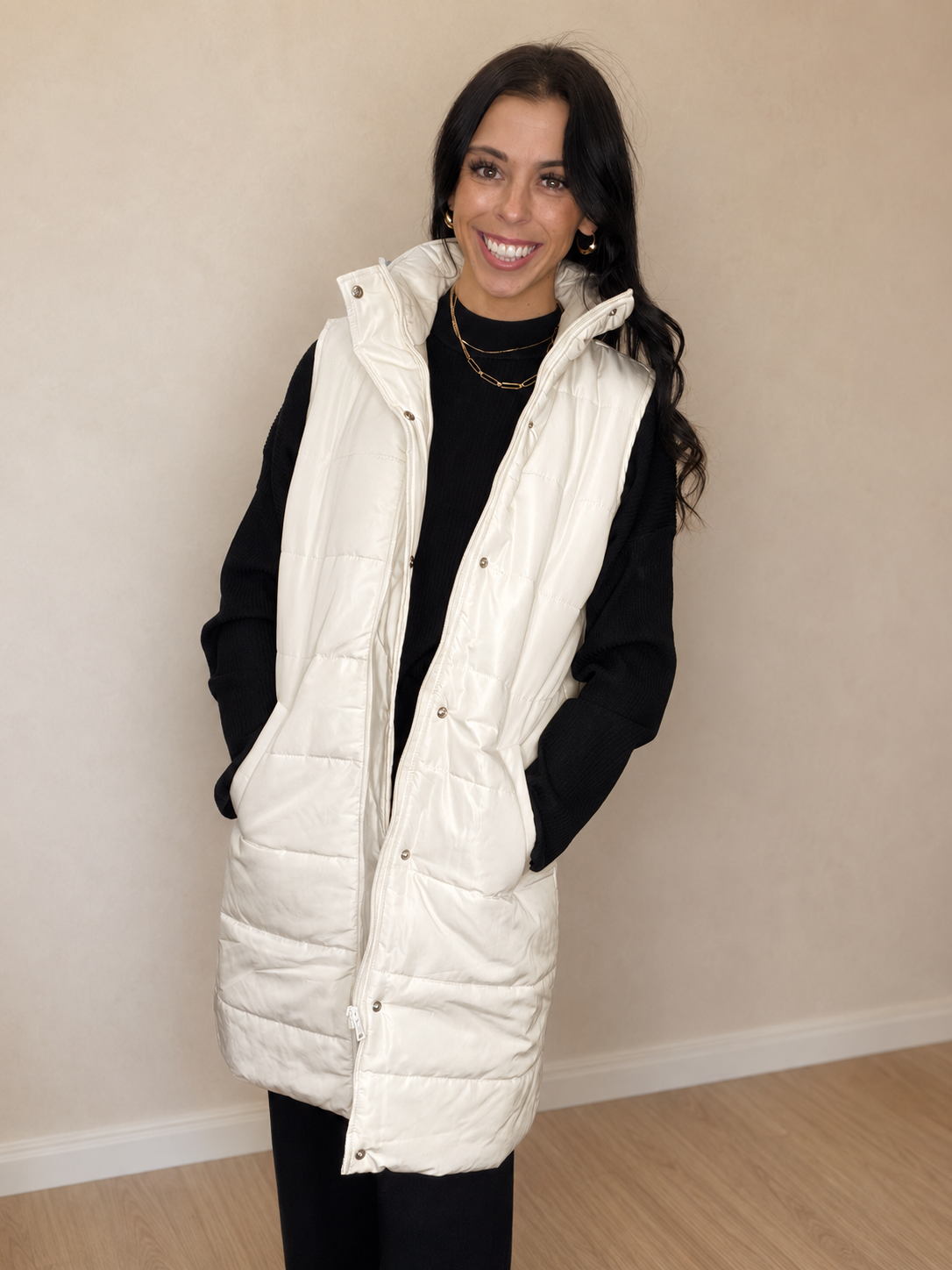 Harlow Long Vest ~ Cream