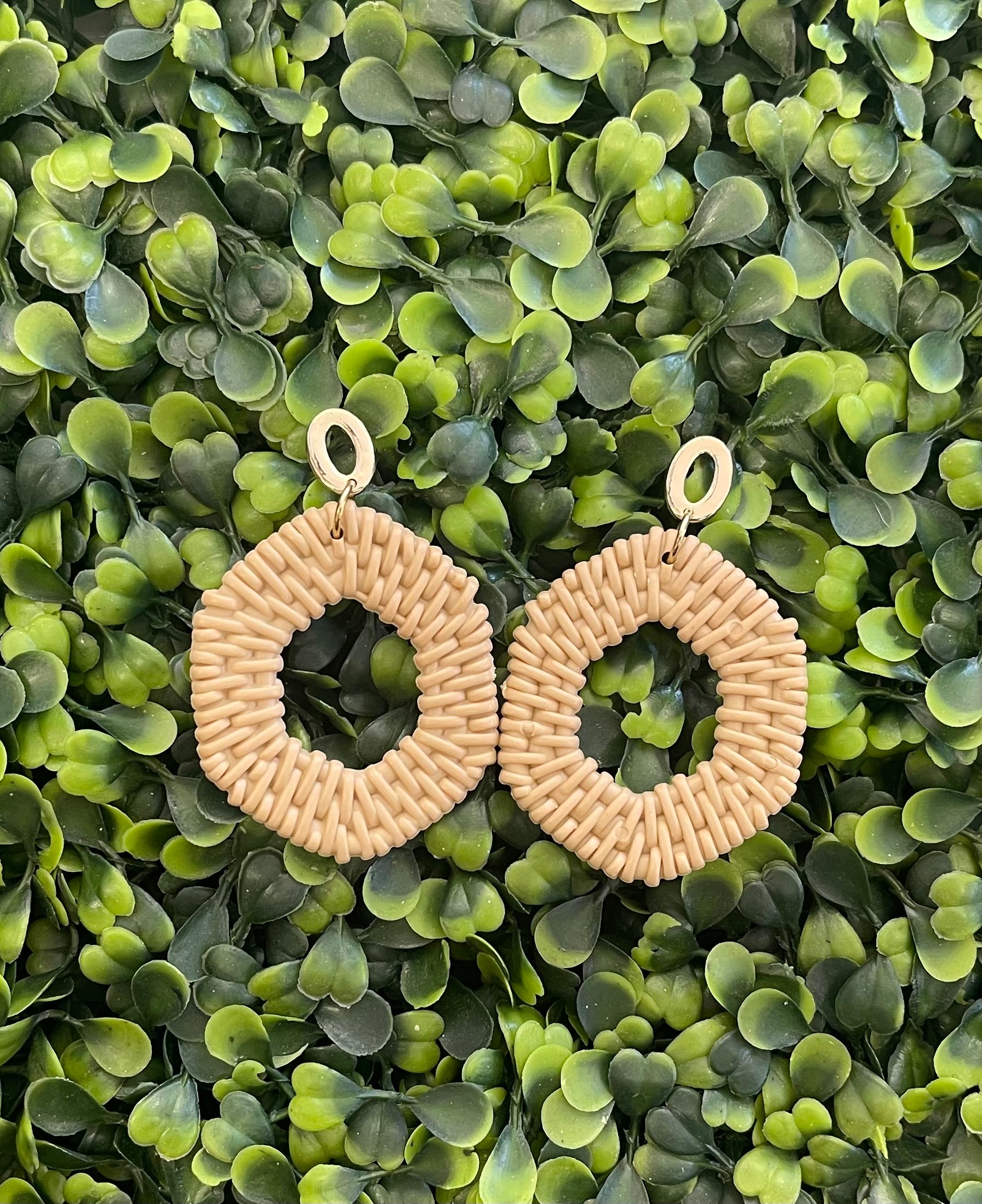 Tan Rattan Earrings