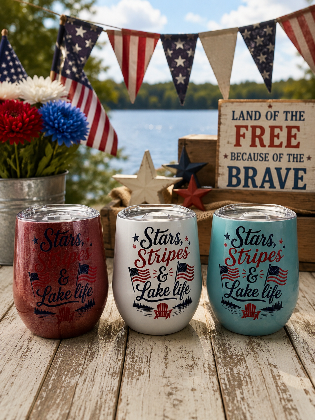 Stars, Stripes & Lake Life Tumbler