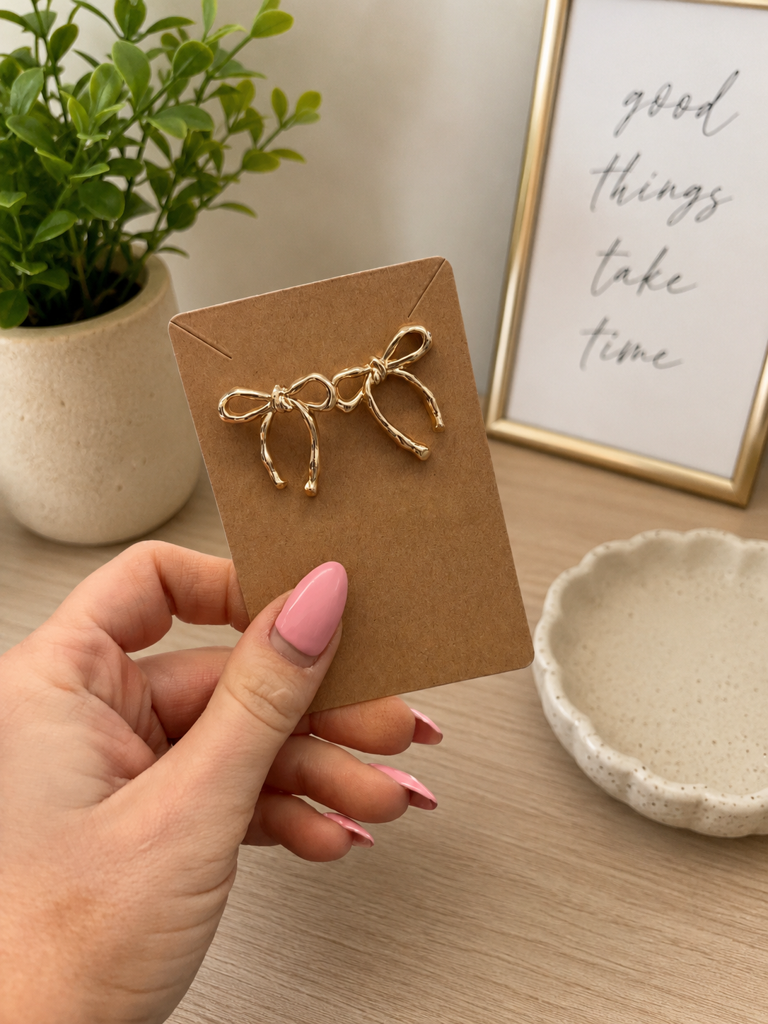 The Bows Gold Earrings