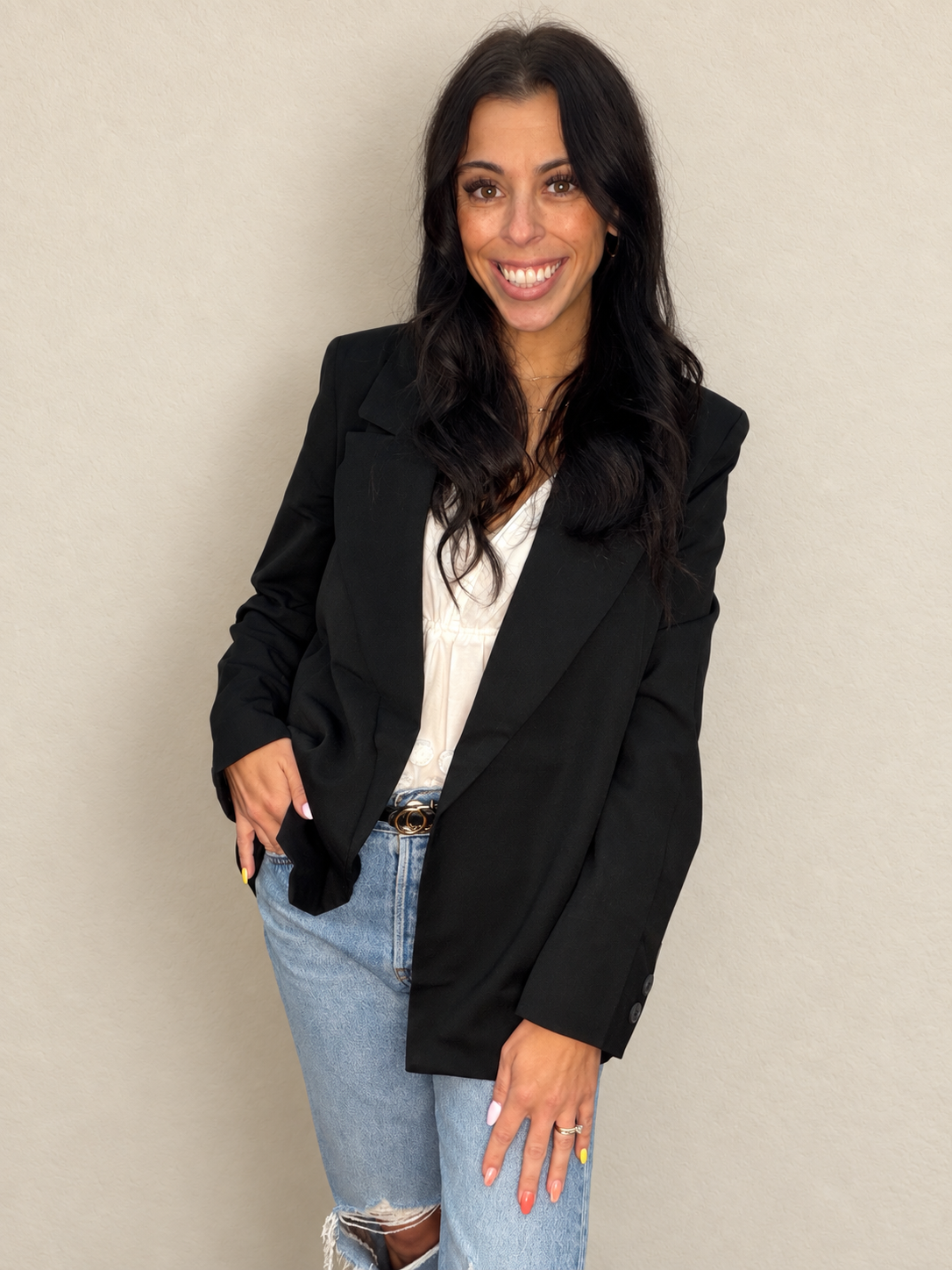 Woven Lined Boyfriend Blazer