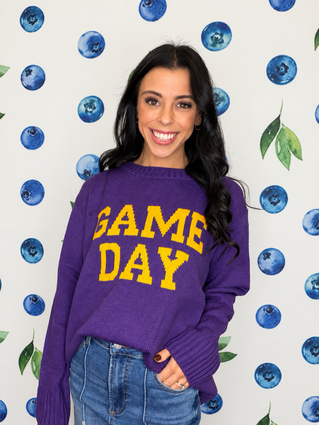 Purple & Gold Game Day Knit Sweater