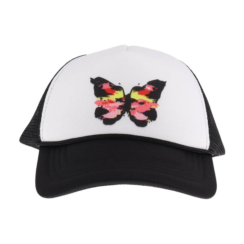 Kids' Bright Abstract Butterfly Baseball Cap: Black