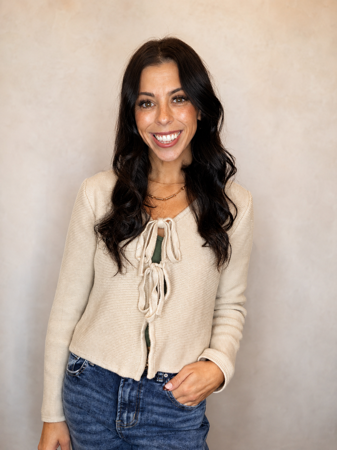 The Oatmilk Tie Front Cardigan
