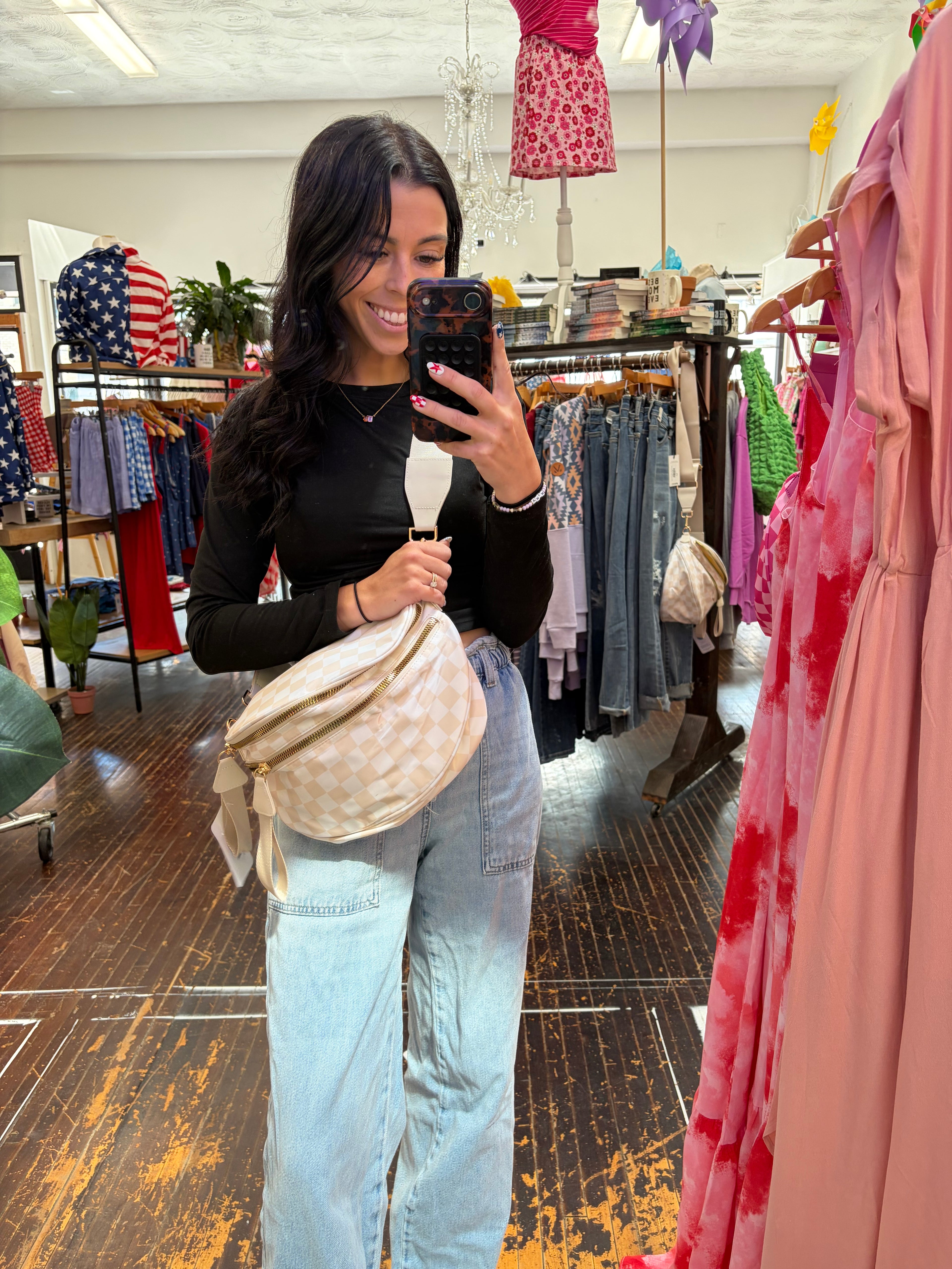 Running Errands Checkered Crossbody