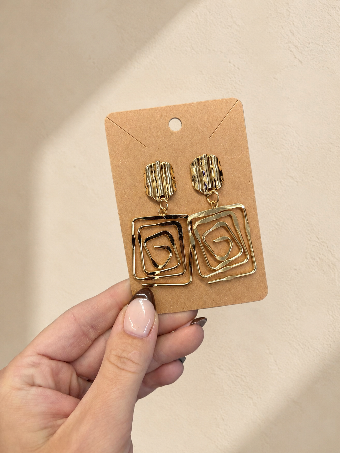 Golden Spiral Drop Earrings