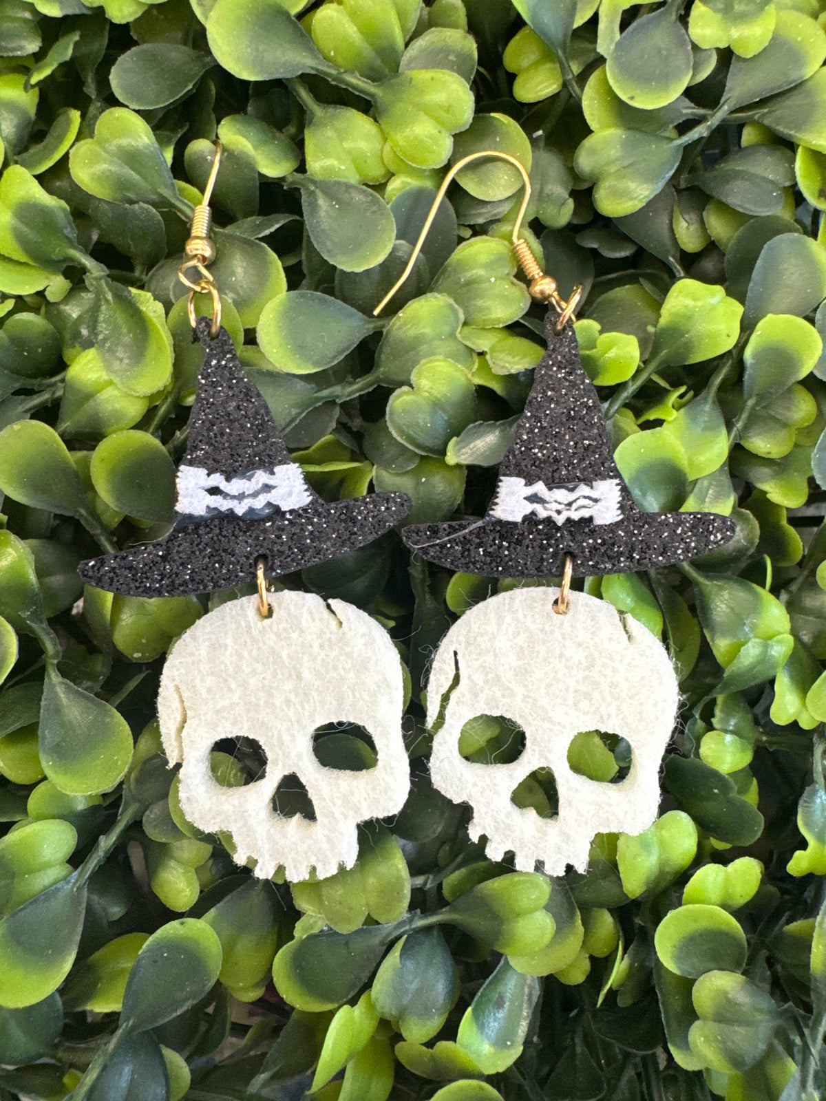 Felt Skeleton Dangly Sparkly Earrings