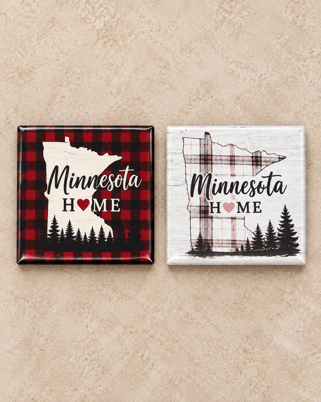 Minnesota Buffalo Plaid Home Magnet