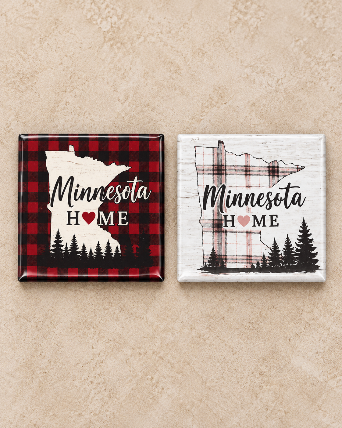 Minnesota Buffalo Plaid Home Magnet