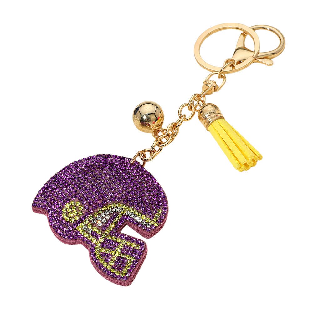 SKOL Bling Studded Football Helmet Keychain/Bag Charm