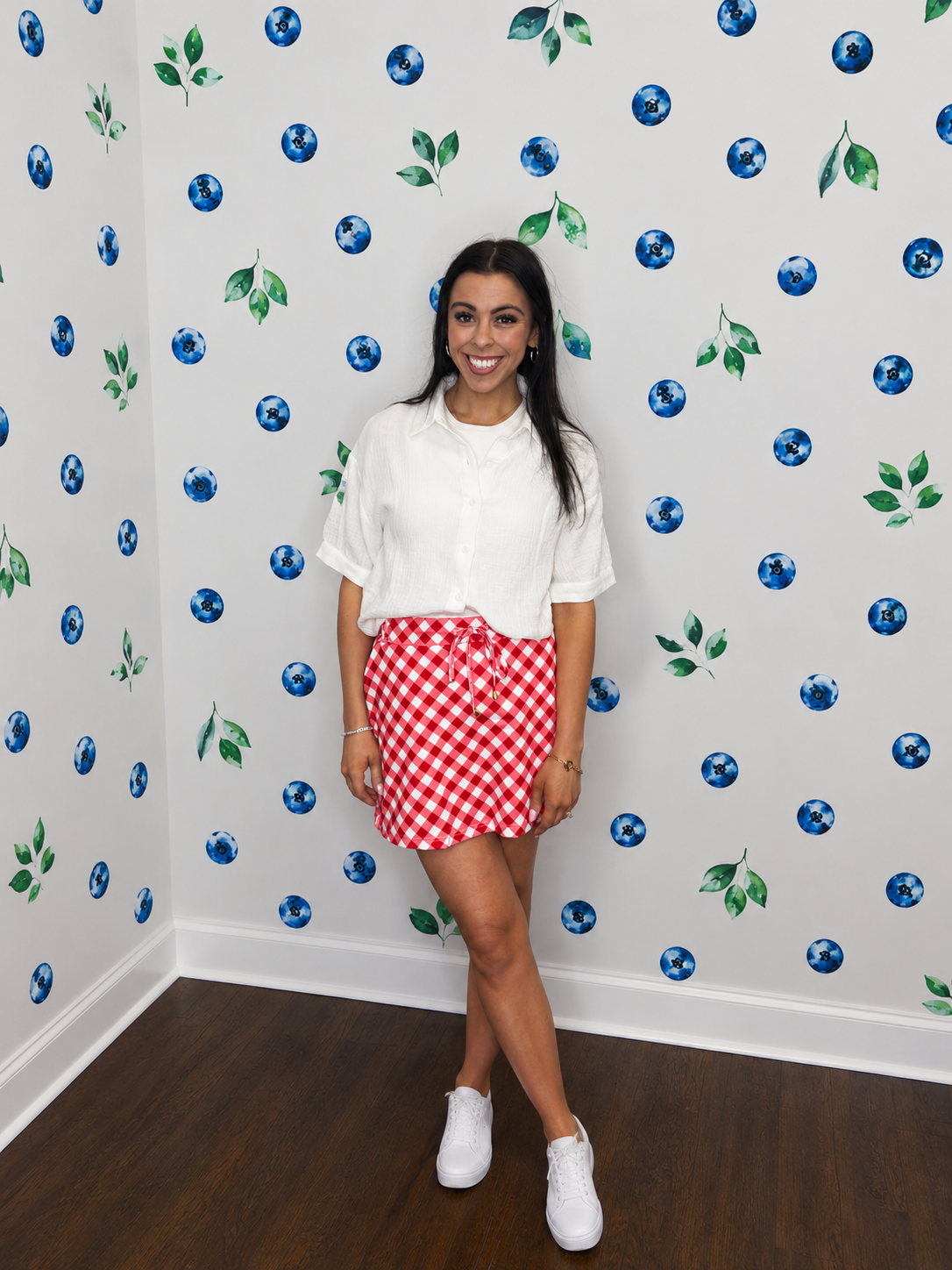 Red Diagonal Gingham Skort