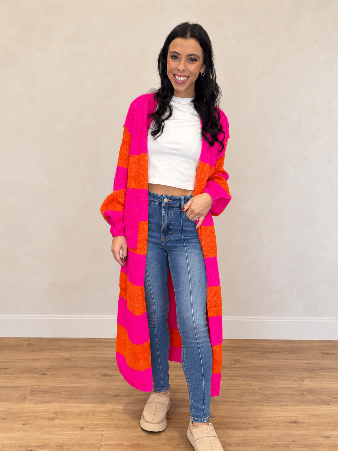 Pink Pop Longline Duster