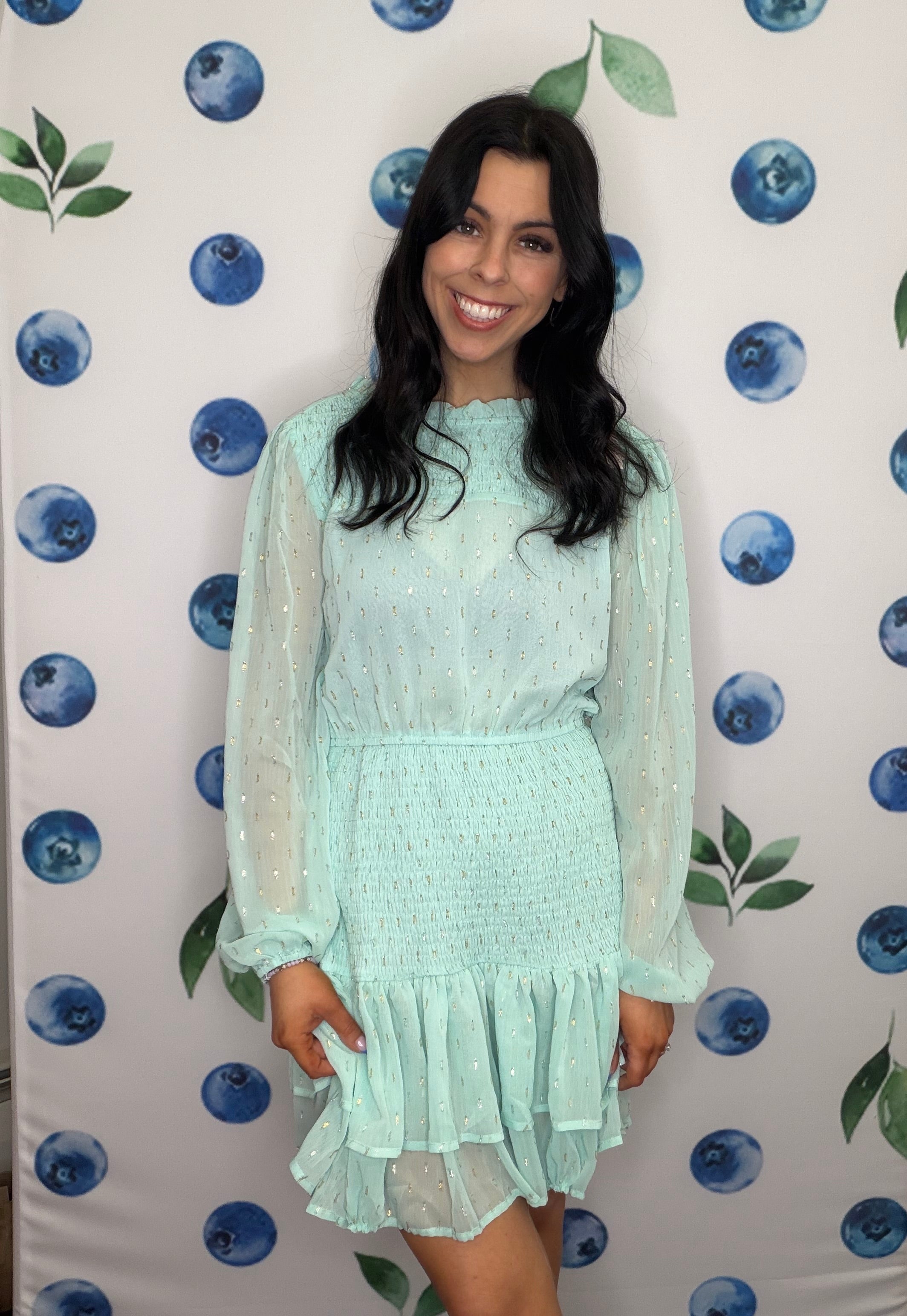 Smocked Chiffon Ruffle Dress