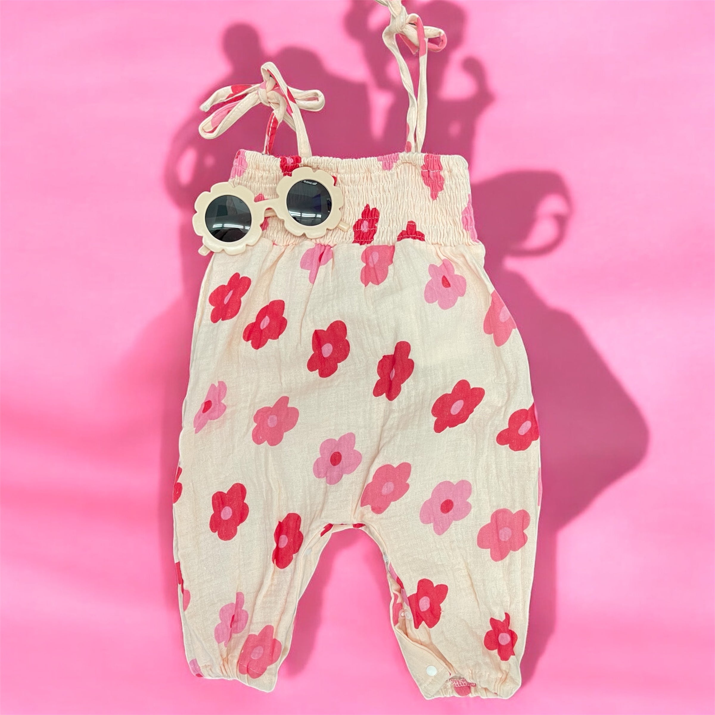 Pink Floral Linen Jumpsuit