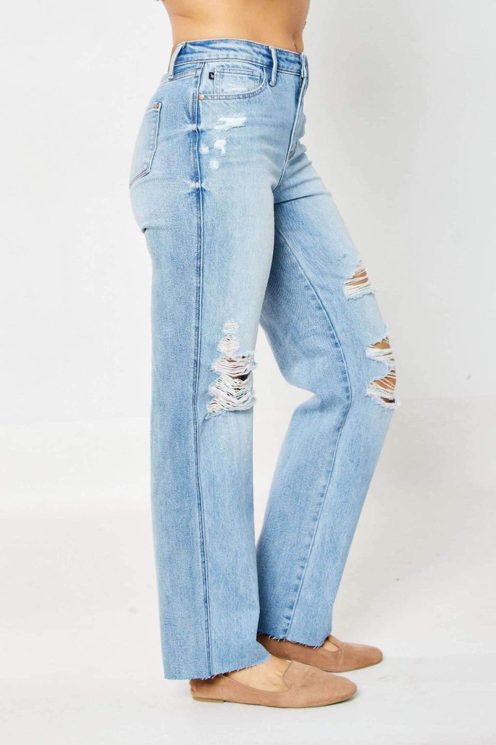 Denim Thread Destry Judy Blue High Waist Rigid Magic Destroy 90's Rainbow Thread Denim ...