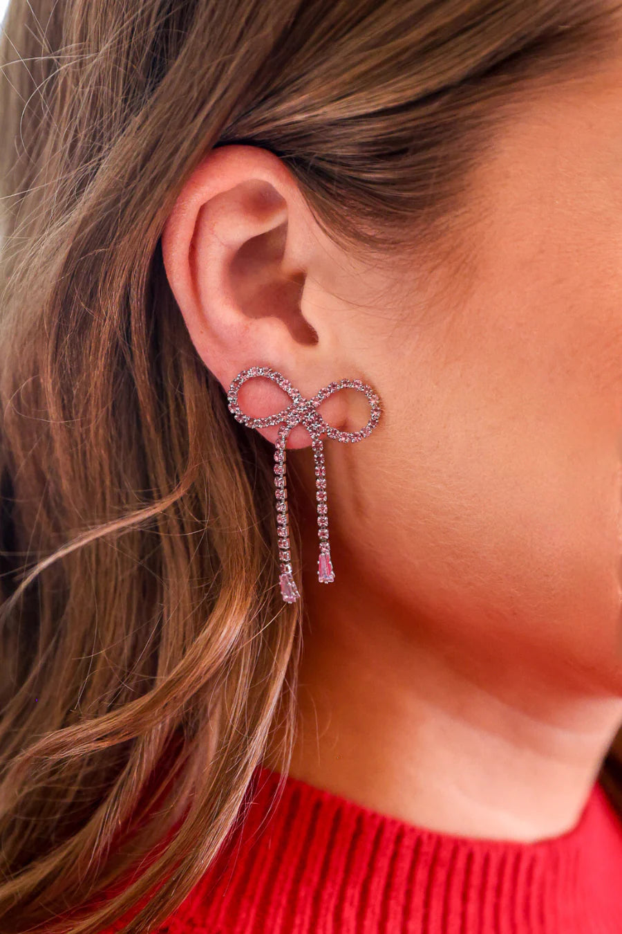 Frosted Ribbon Bow Earrings