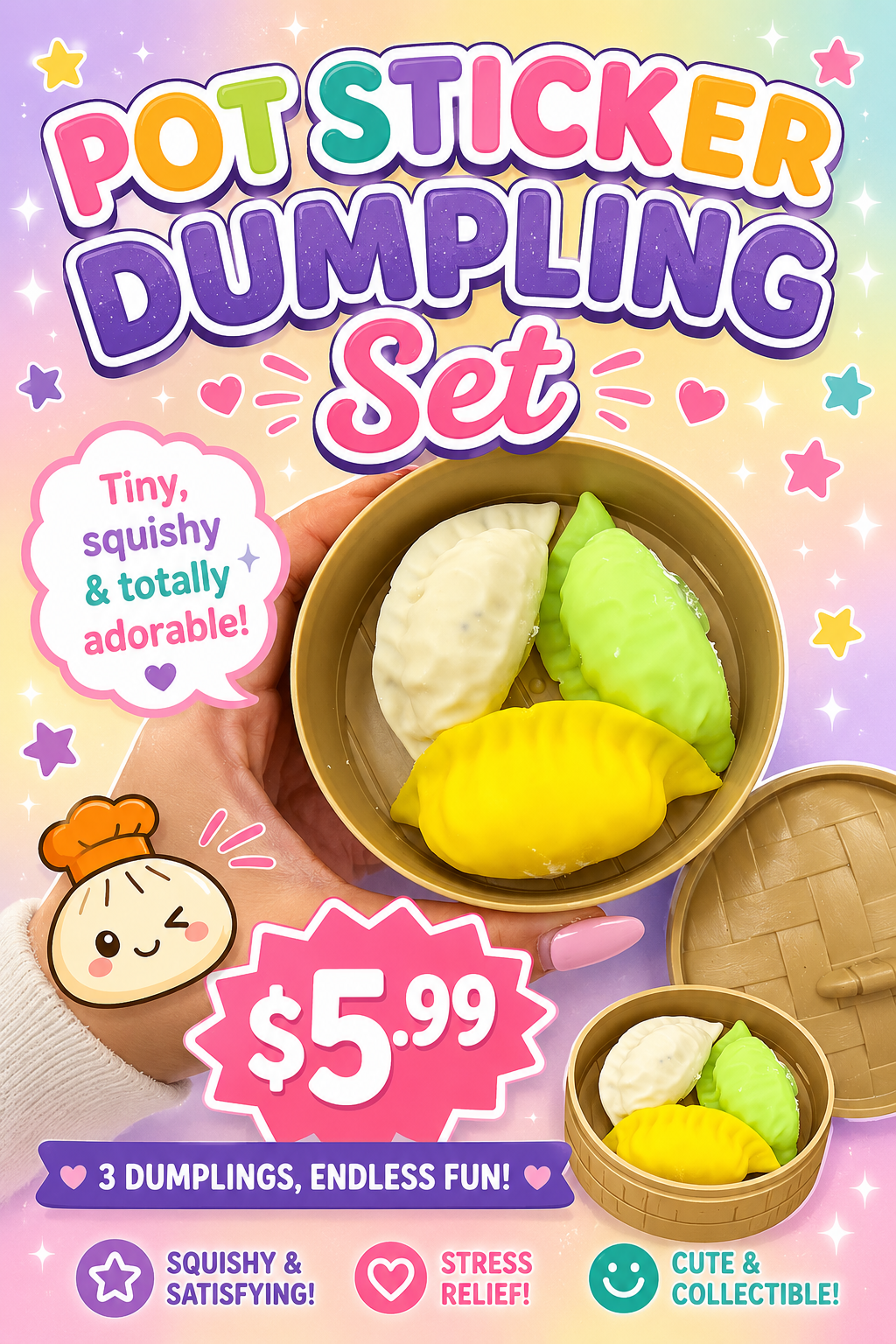 Set of Pot Sticker Dumplings Squish