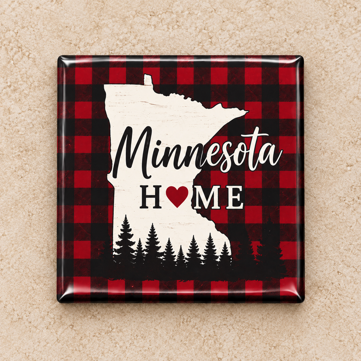 Minnesota Buffalo Plaid Home Magnet