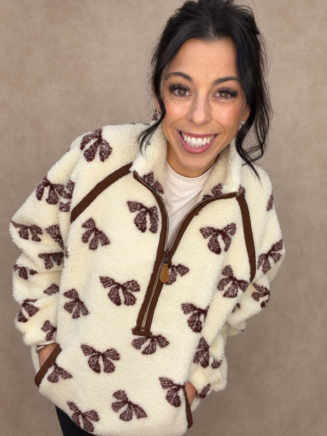 Brown Bow Teddy Sherpa