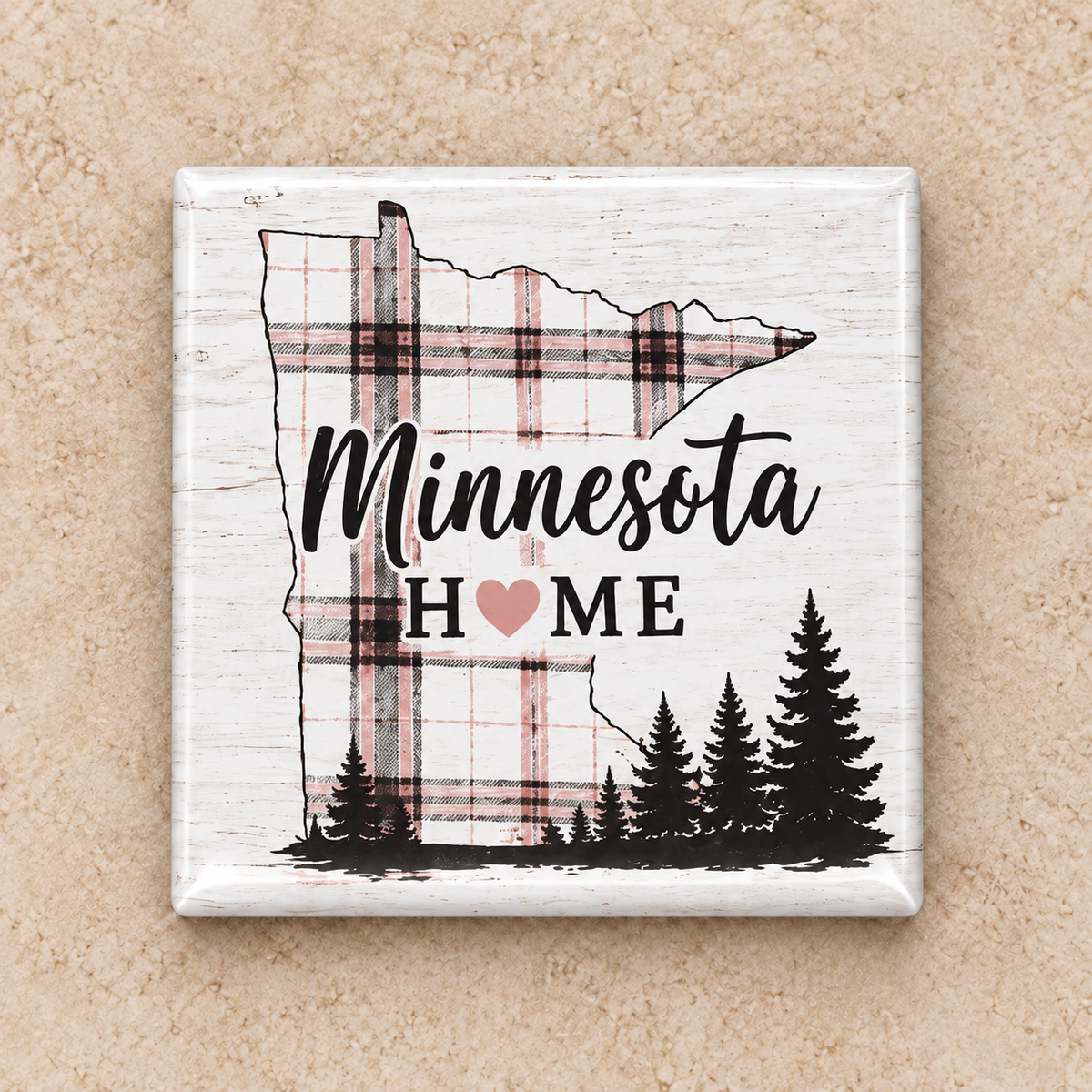 Minnesota Buffalo Plaid Home Magnet