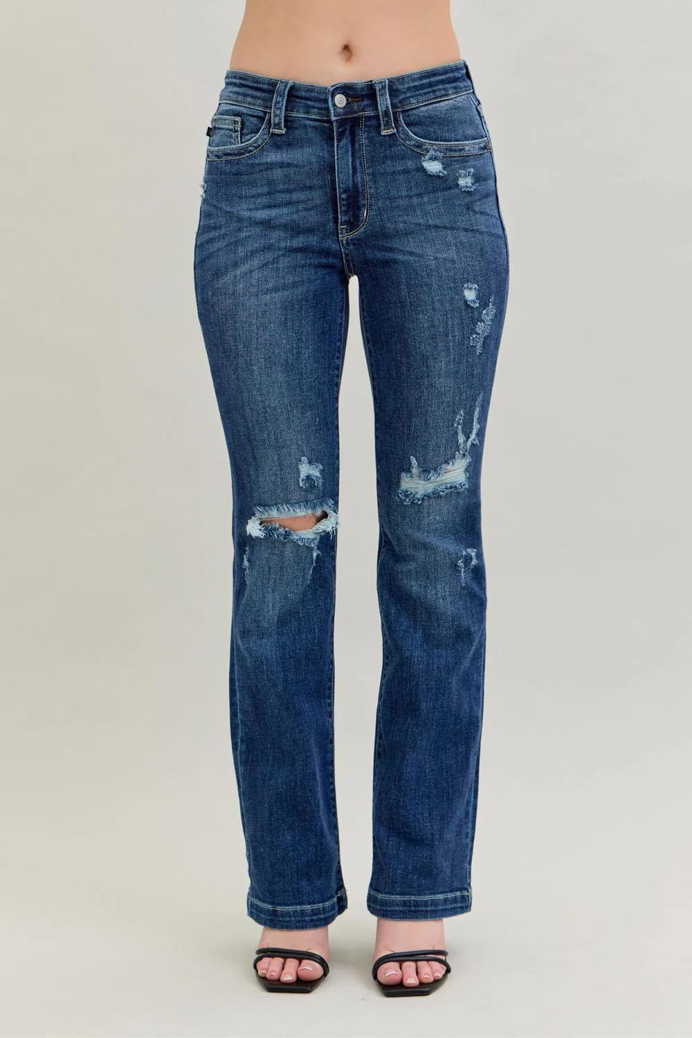 Judy Blue Mid Rise Distressed Boot Cut