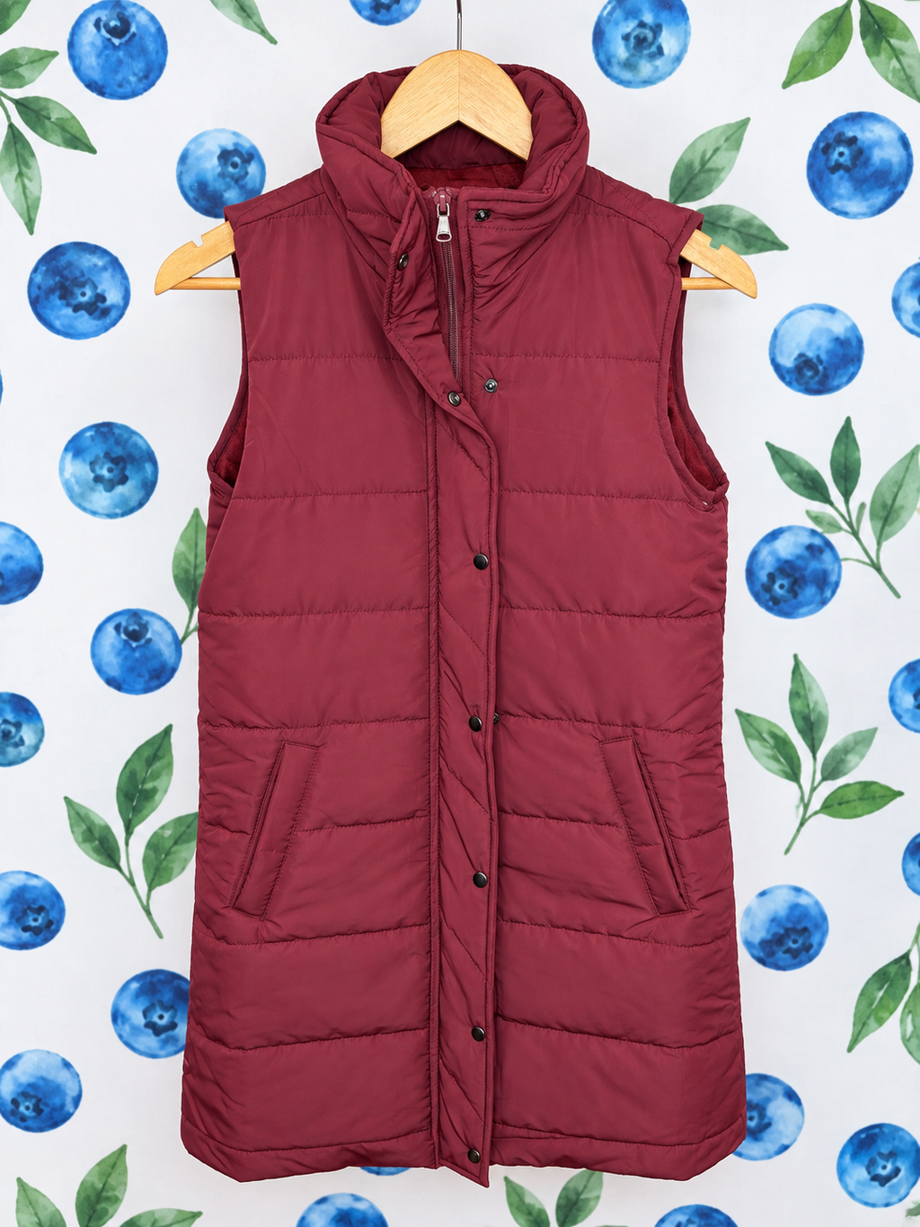 Harlow Long Vest ~ Burgundy