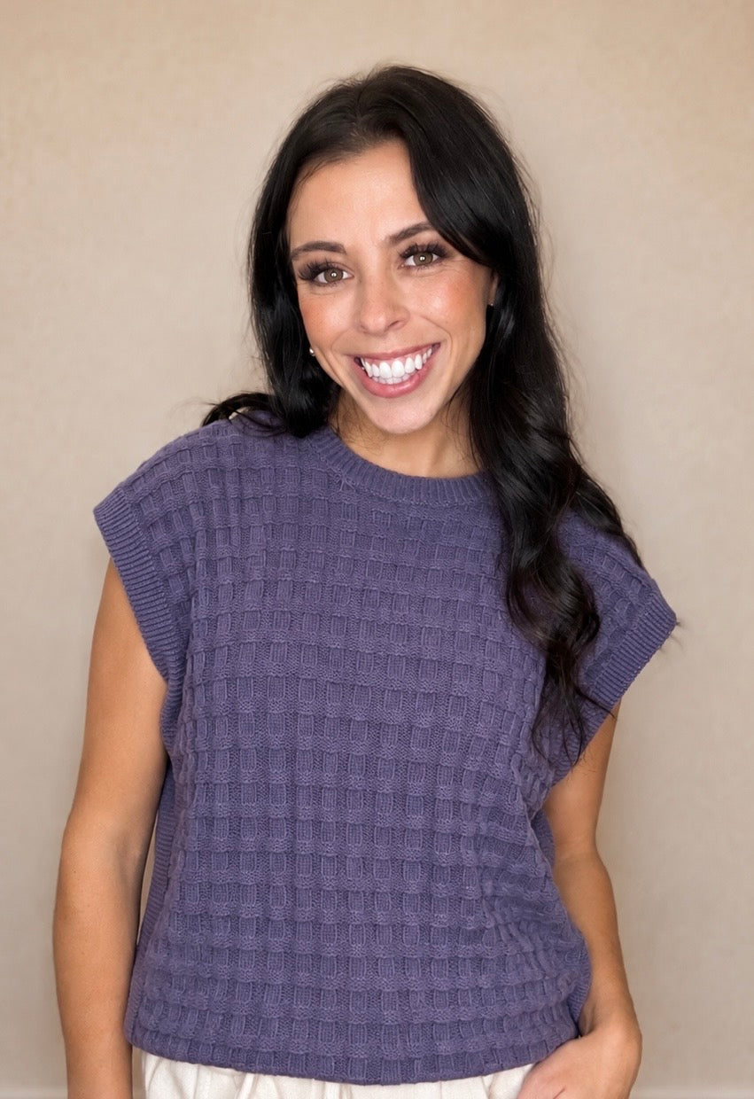 Kelly Knitted Top ~ Slate Purple