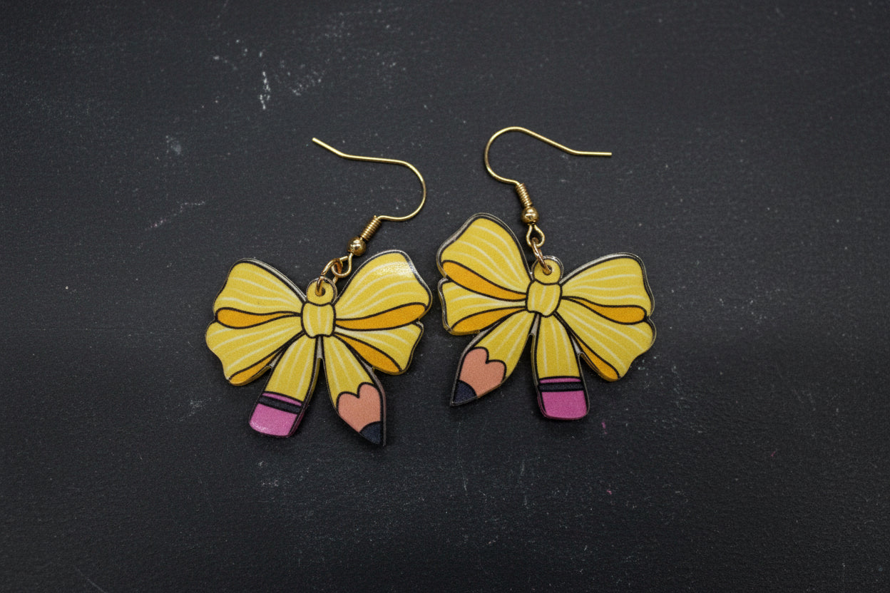 My Teacher is the BEST Bow Earrings