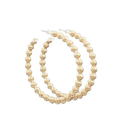 Gold Ball Hoop Earrings