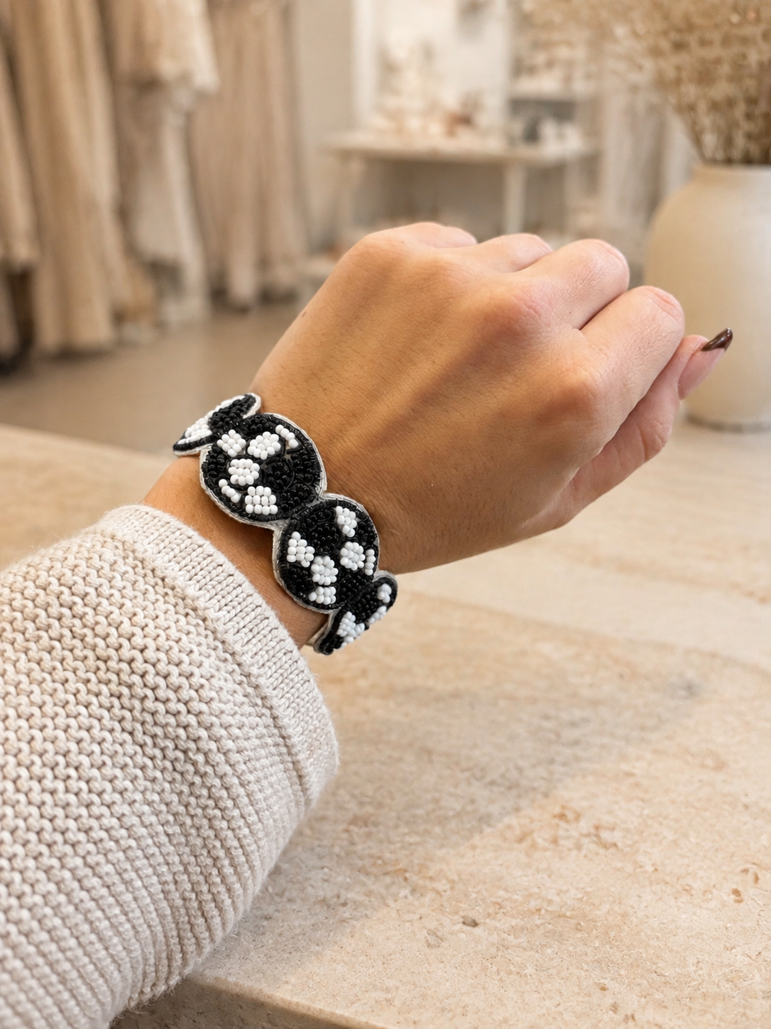 Beaded Adjustable Soccer Bracelet