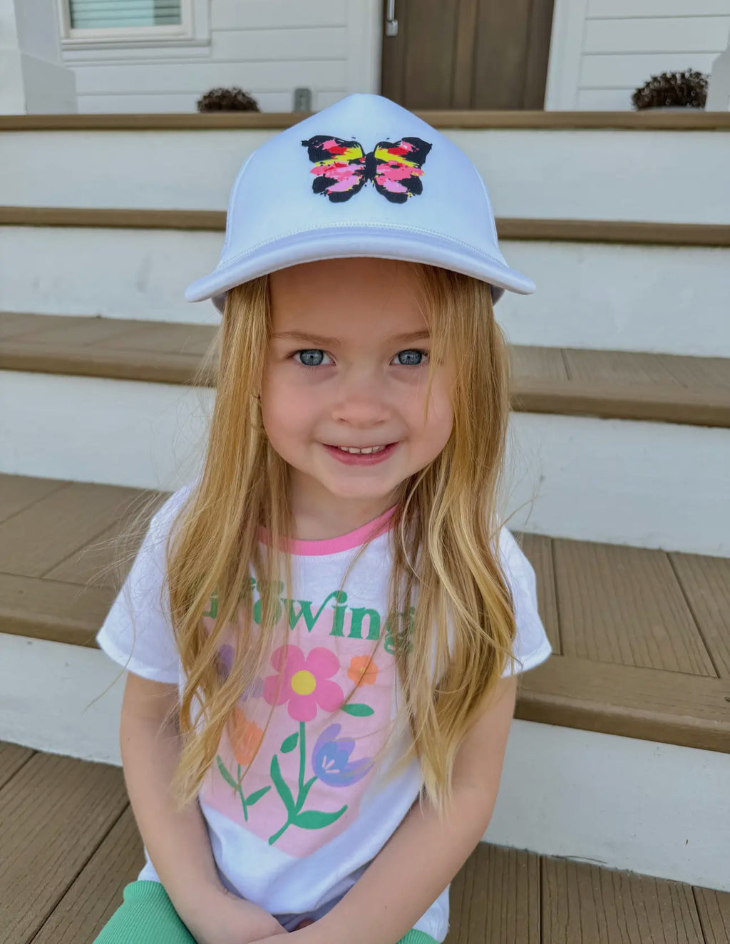 Kids' Bright Abstract Butterfly Baseball Cap: Black