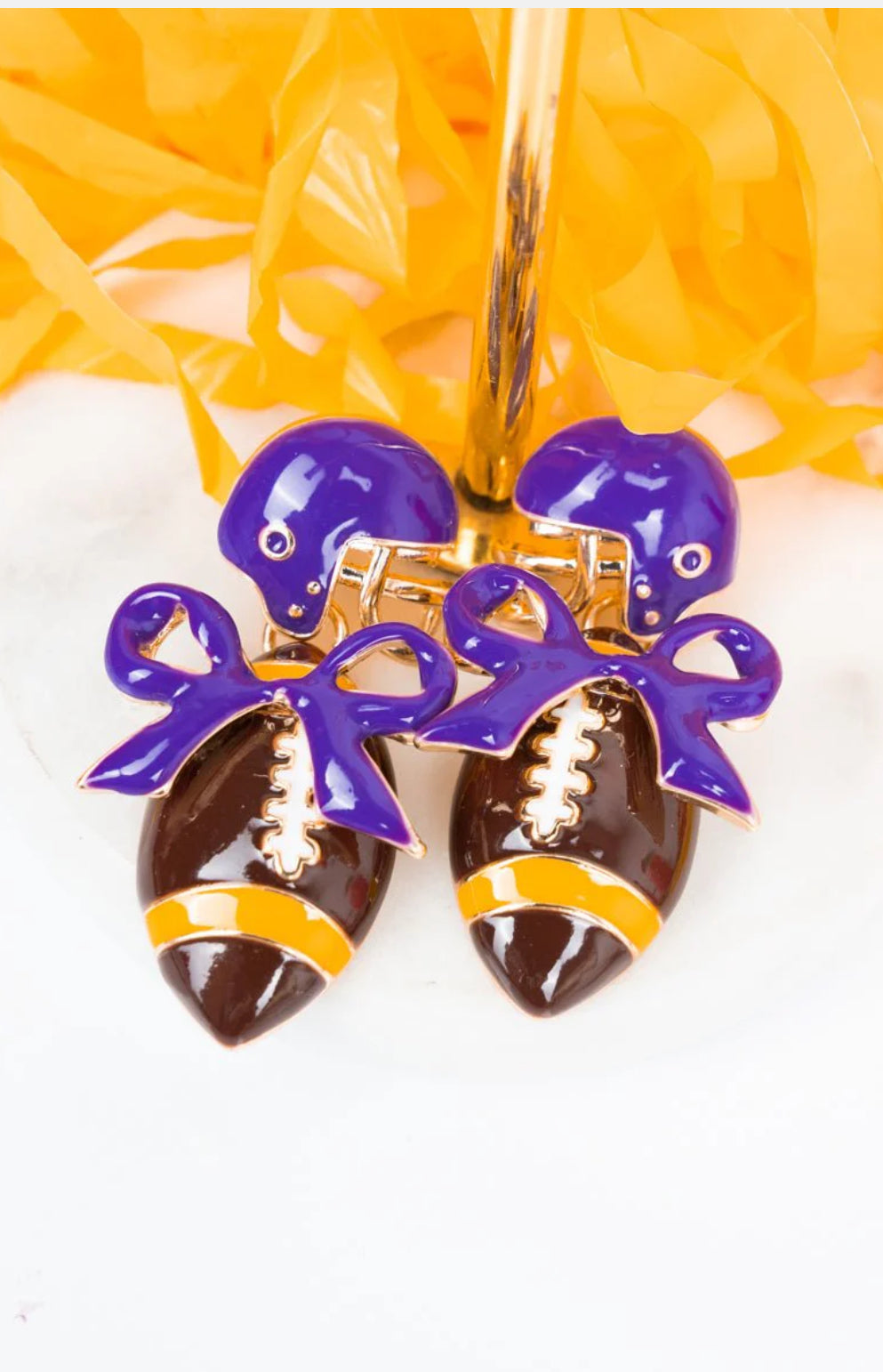 PURPLE & YELLOW END ZONE ENERGY EARRINGS