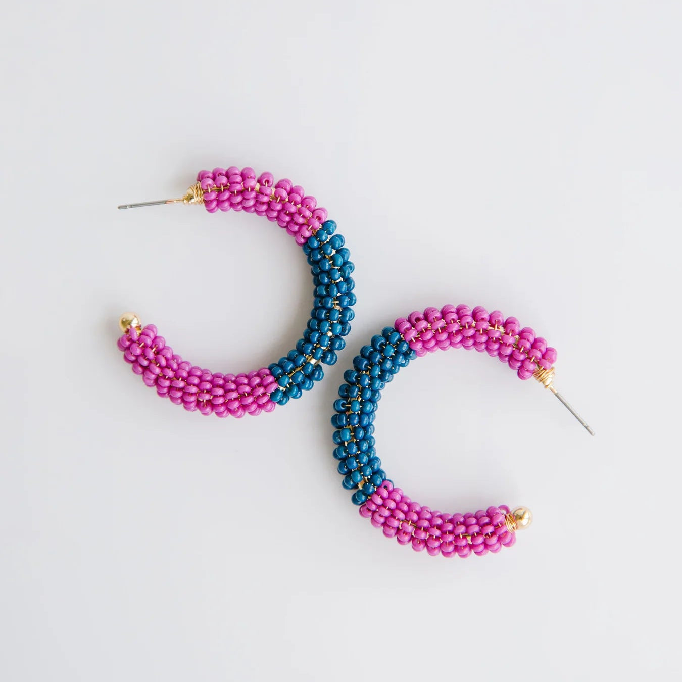 Staci Hoop Earrings with Navy
