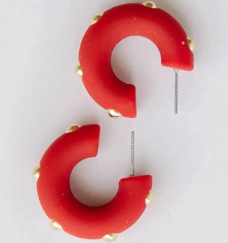 Candace Hoop Earrings ~ Red