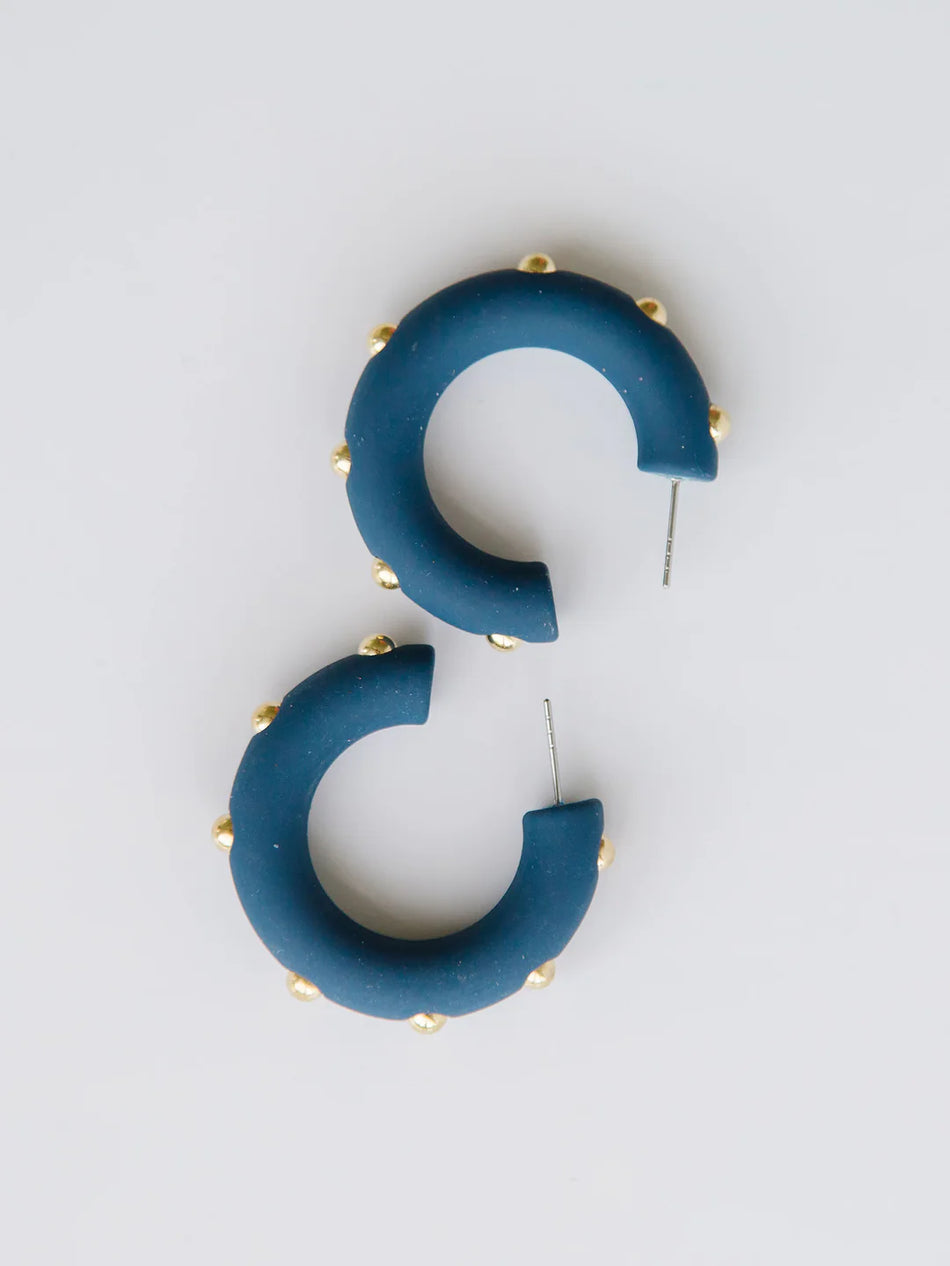 Candace Hoop Earrings ~ Navy