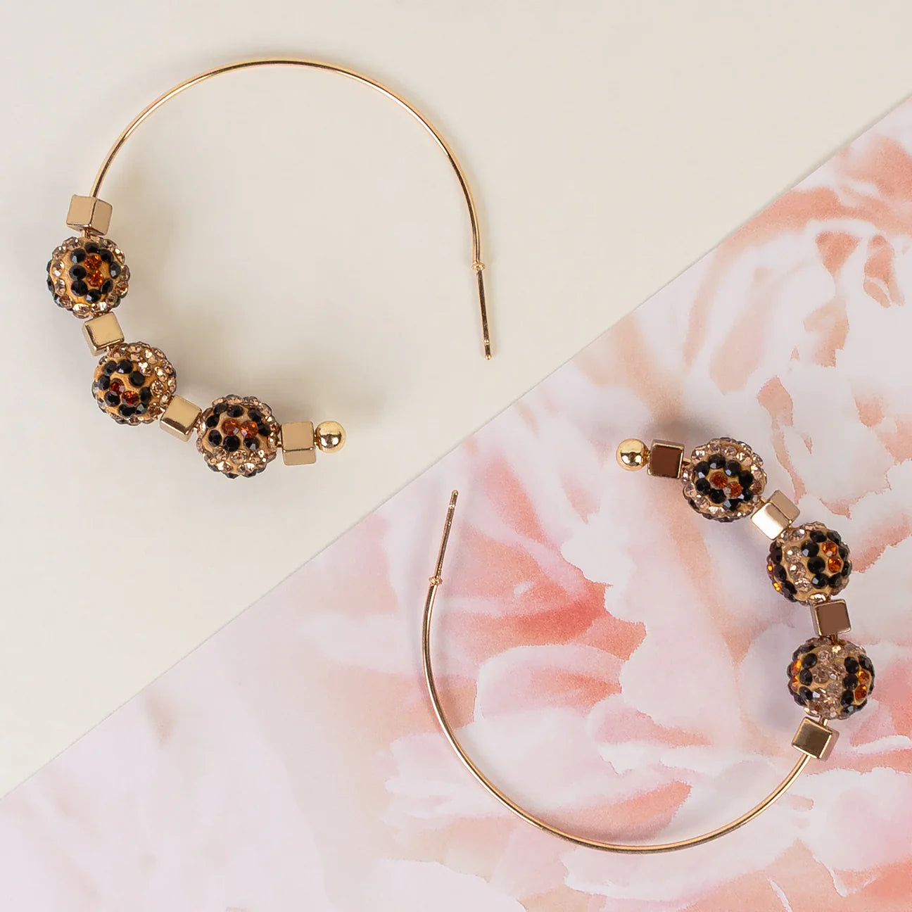 Crystal Hoop Earrings - Leopard