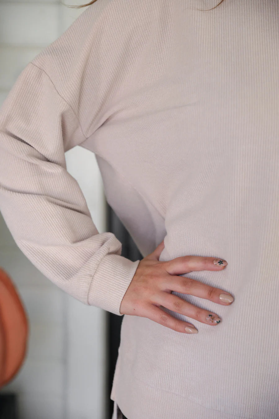 Alexis Corded Vintage Pullover - Taupe