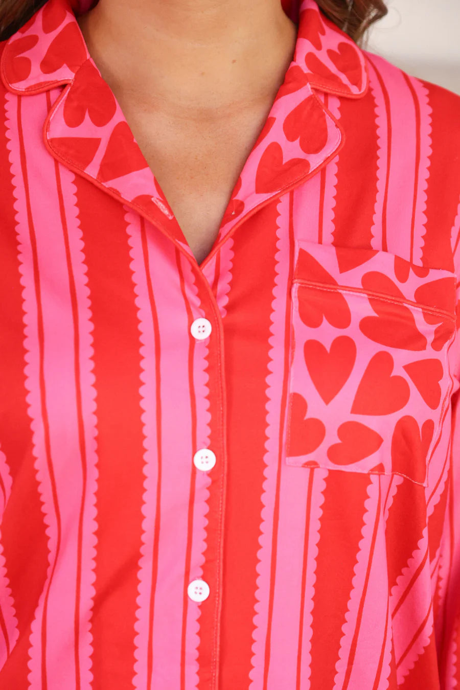 Heartfelt Stripes Ruffle Pajama Set