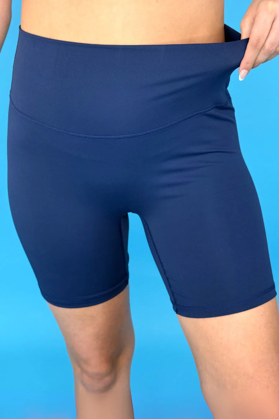 Solid Navy Biker Shorts