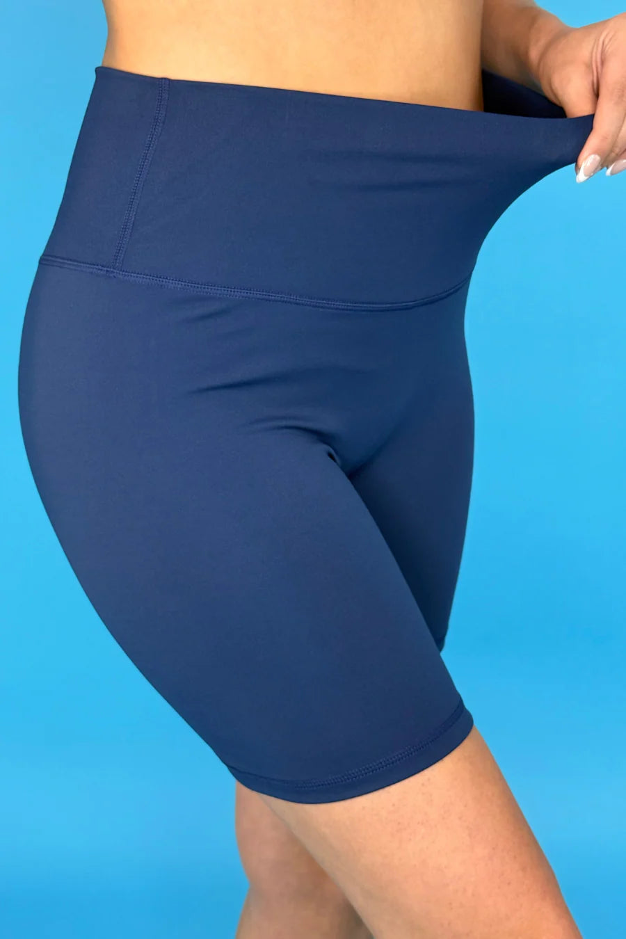 Solid Navy Biker Shorts