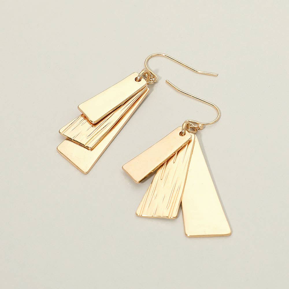 Geometric Metal Bar Drop Dangle Earrings: Gold
