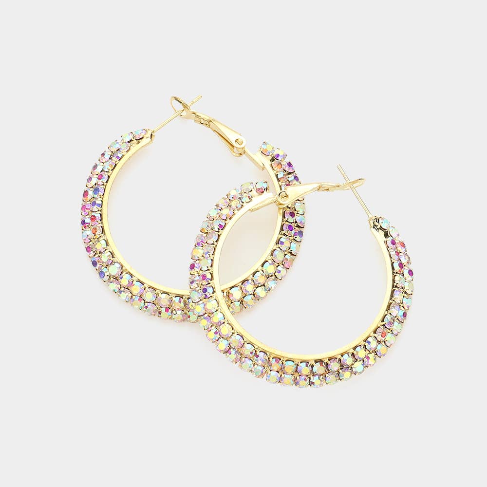 Crystal Rhinestone Hoop Earrings